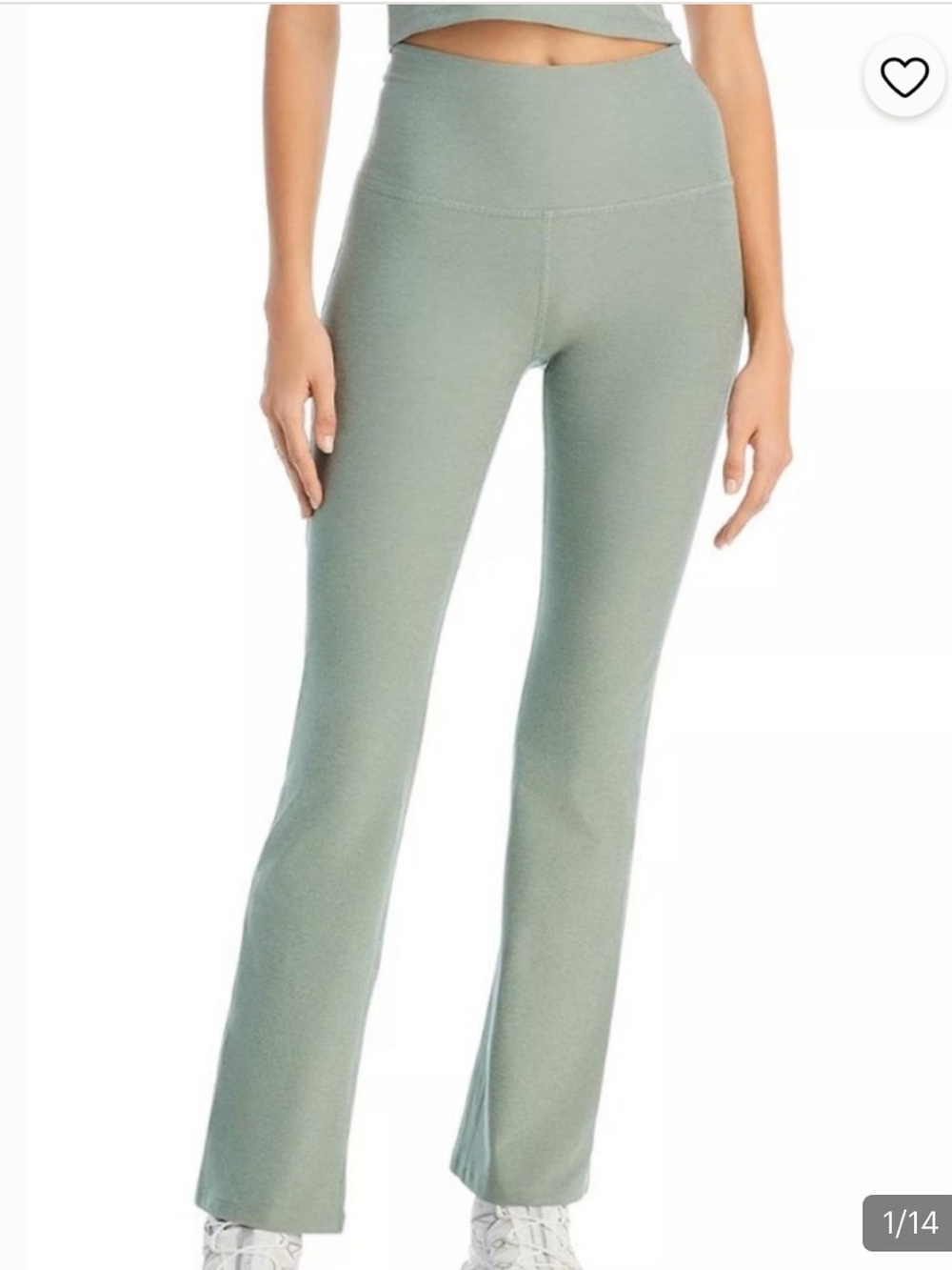 Beyond Yoga High Waisted Sage Green Space-dye Flare Legging